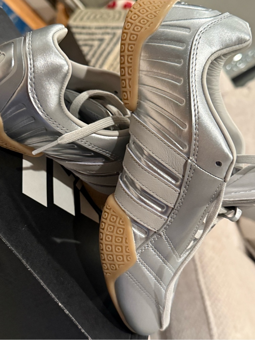 adidas Silver Metallic Sneakers with Gum Soles